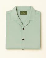 Mint Green Cuban Collar Short-Sleeve Shirt thumbnail 3