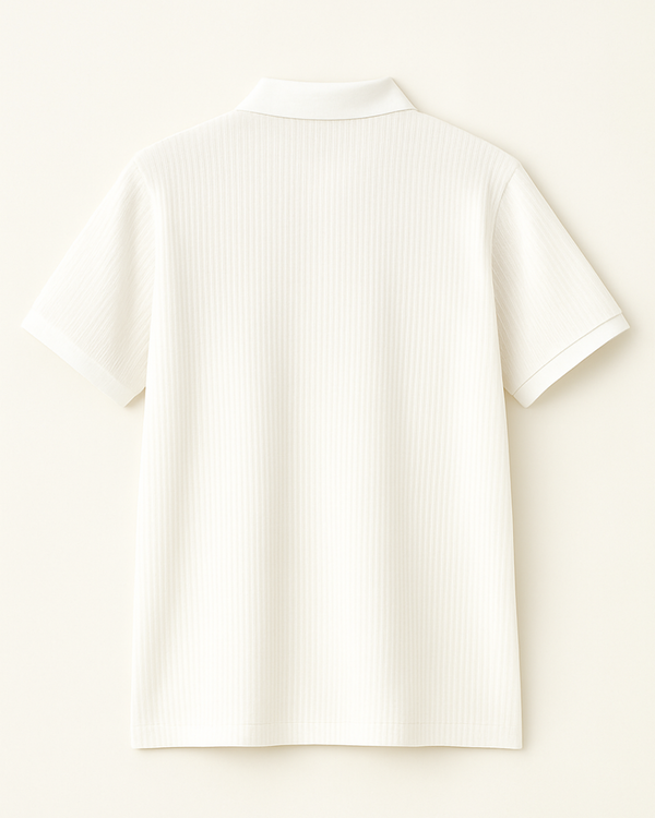 Classic White Textured Polo Shirt
