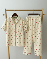 Cream Strawberry Print Cotton Pajama Set thumbnail 1