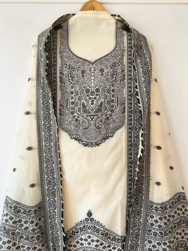 Pure Jamdani Cotton Unstitched - Set of 3