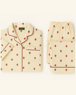 Cream Strawberry Print Cotton Pajama Set thumbnail 3