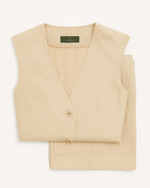 Beige Waistcoat & Wide-Leg Pants Set thumbnail 3