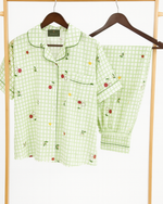 Green Checkered Floral Cotton Pajama Set thumbnail 1