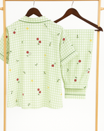 Green Checkered Floral Cotton Pajama Set thumbnail 2