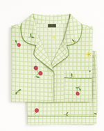 Green Checkered Floral Cotton Pajama Set thumbnail 3