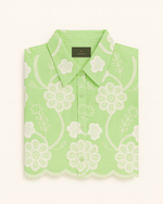 Light Green Floral Embroidered Button-Down Shirt thumbnail 3
