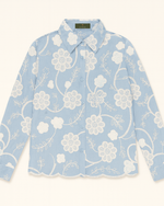 Light Blue Floral Embroidered Button-Down Shirt thumbnail 1