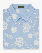 Light Blue Floral Embroidered Button-Down Shirt thumbnail 3