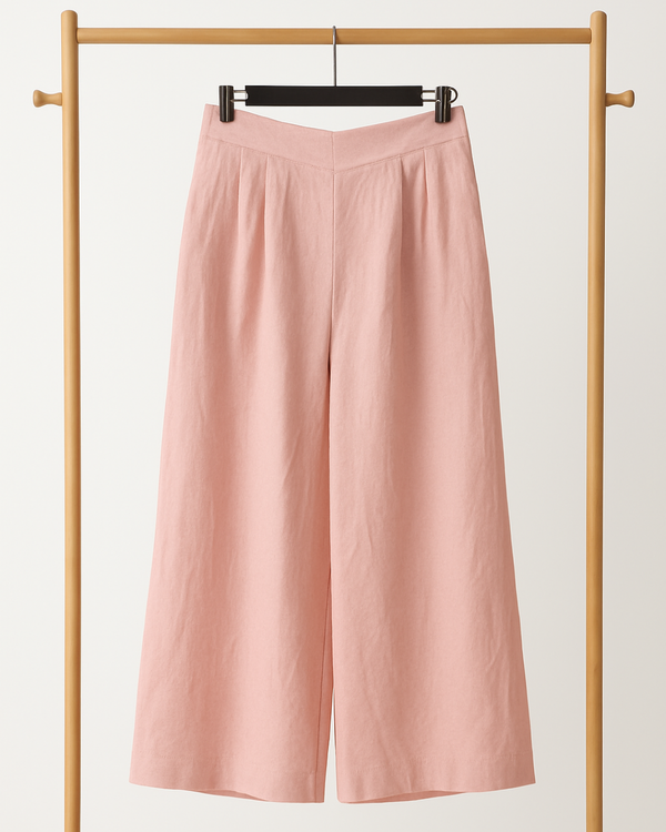 Blush Pink High-Waist Wide-Leg Pants