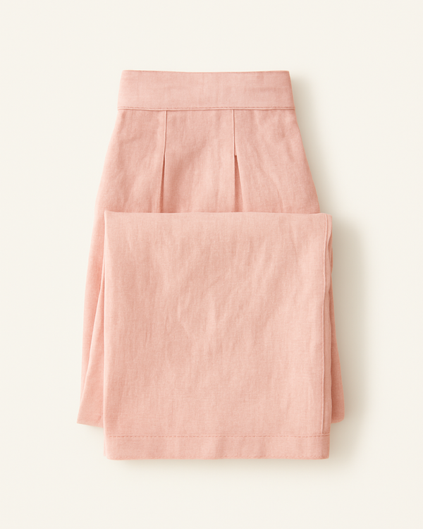 Blush Pink High-Waist Wide-Leg Pants