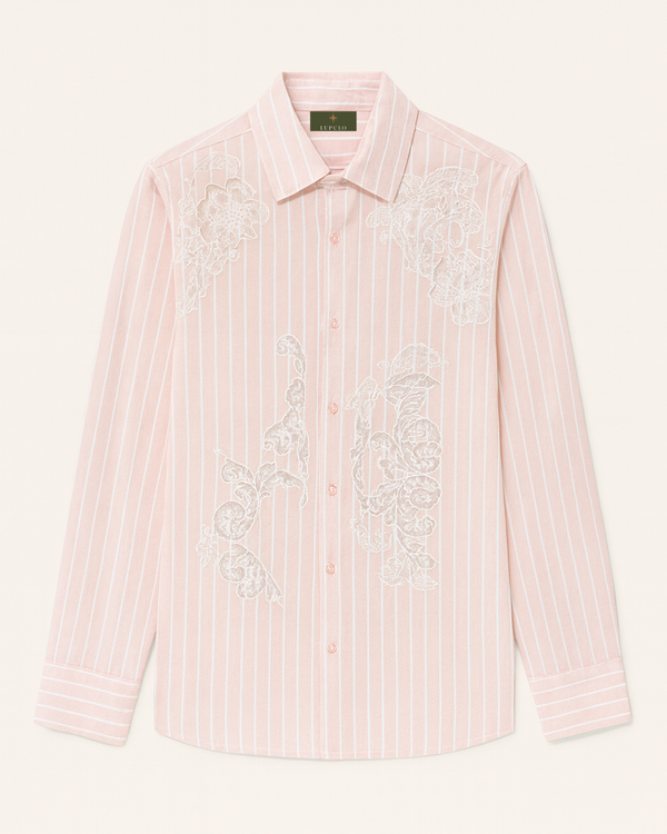 Pink Striped Embroidered Shirt