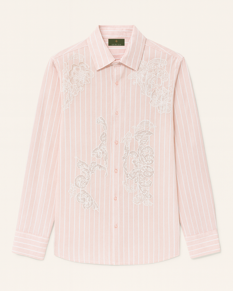 Pink Striped Embroidered Shirt