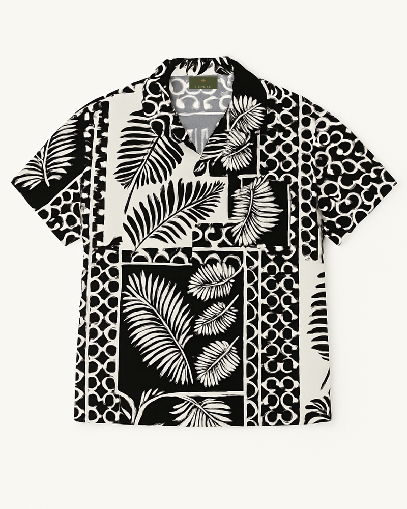 Black & White Tropical Print Shirt