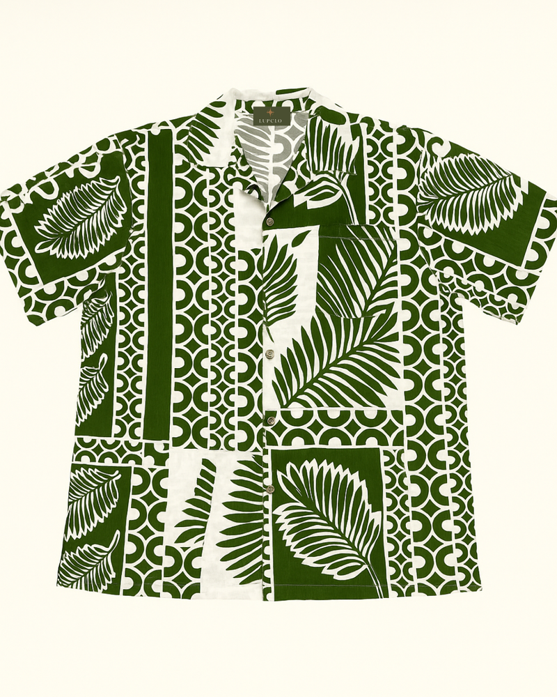 Tropical Green Palm Print Shirt