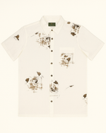 White Short-Sleeve Shirt with Nature-Inspired Print thumbnail 1