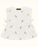 White Embroidered Sleeveless Top with Lace Detail thumbnail 1