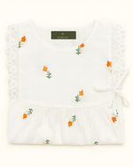 White Embroidered Sleeveless Top with Lace Detail thumbnail 3